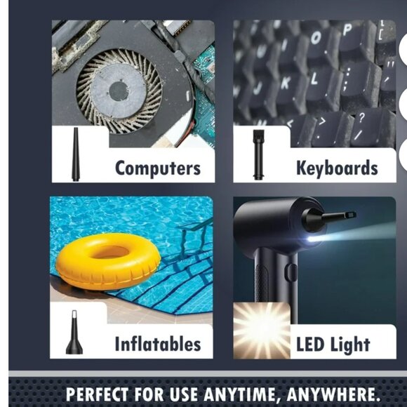 NEWHOUSE ELECTRIC CORDLESS COMPRESSED AIR DUSTER -RECHARGEABLE-3-SPEED-BLACK - Picture 11 of 11